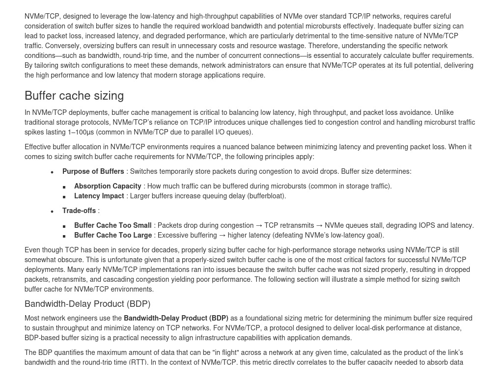 Switch infrastructure considerations | Technical Overview of NVMe/TCP ...