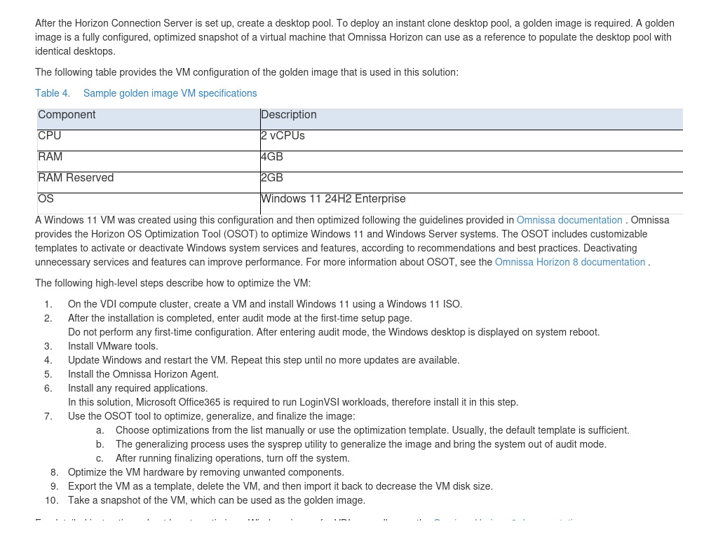 Golden image preparation | Omnissa Horizon 8 VDI on Dell PowerFlex